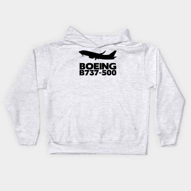 Boeing B737-500 Silhouette Print (Black) Kids Hoodie by TheArtofFlying